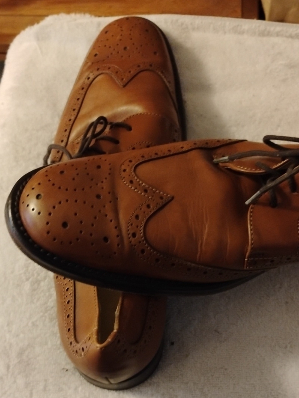 Tommy Hilfiger Tan Leather Wingtip Brogues, Made In Italy